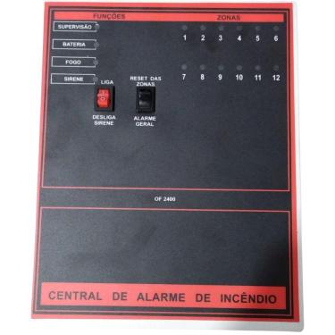 Imagem de Central Alarme De Incêndio 12 Setores 12v Aprovada Bombeiro