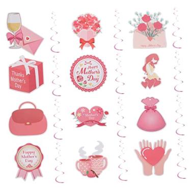 Imagem de Gadpiparty 12 Conjuntos Espiral Do Dia Das Mães Pingente De Coração Redemoinhos Pendurados Mãe Decoração De Suspensão De Coração Espiral Pingentes De Festa Decoração Mãe Pvc Fita Ar Livre