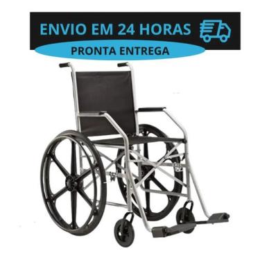 Imagem de Cadeira De Rodas Dobravel Para Até 90Kg Pneu Anti Furo Jaguaribe - Jag