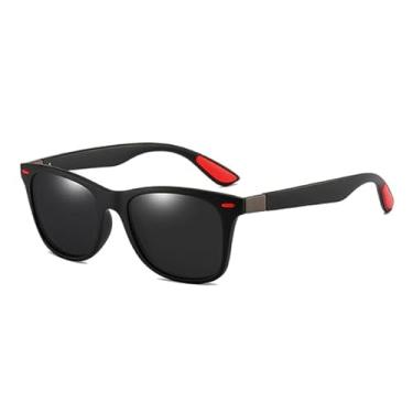 Imagem de Oculos de Sol Lente Polarizada Masculino Estilo Classico Casual Com Proteção 100% UV Moda Retro (PRETO/VERMELHO)