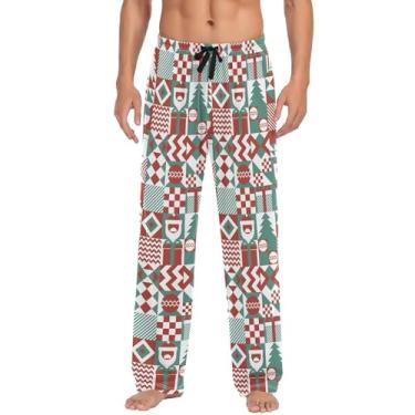 Imagem de JUNZAN Pijama masculino macio com formas de Natal pijamas para dormir com bolsos P, Formas de Natal, GG