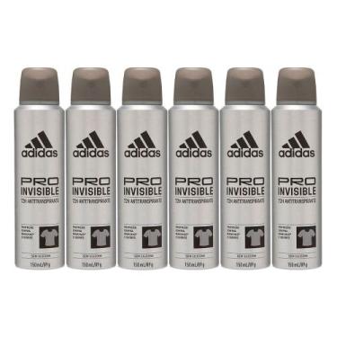 Imagem de Kit 6 Desodorante Adidas Masculino Pro Invisible Aerossol Antitranspir