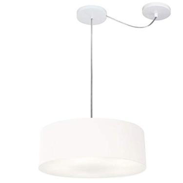 Imagem de Lustre Cilíndrico com Desvio de Centro Cúpula Tecido 40x15, Vivare Iluminação, Pendente4255 BR, Branco, Médio