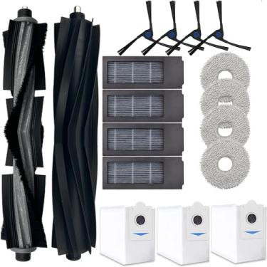 Imagem de Kit de acessórios de peças de reposição compatível com aspirador ECOVACS DEEBOT X2 Omni. 1 escova de borracha principal, 1 escova principal normal, 4 escovas laterais, 4 filtros Hepa, 4 almofadas de