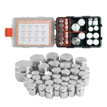 Imagem de Legines Kit de tampas e plugues de mangueira hidráulica de 72 peças, kit sortido de tampa e plugue ORFS, kit de adaptador de vedação resistente com roscas de precisão, conjunto de encaixe de alargador