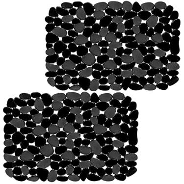 Imagem de Tapete de pia de cozinha para pia de aço inoxidável, 2 unidades, protetor de pia ecológico de PVC para parte inferior da pia de cozinha, porcelana, pratos e vidro, drenagem rápida, 40 x 30 cm (preto)