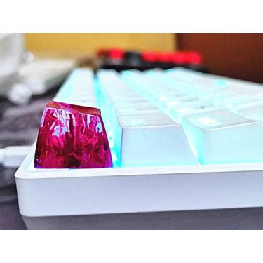Imagem de TS Keycap 1 peça de teclado artesanal paisagem do fundo do mar R4 resina artesanal interruptor retroiluminado perfil SA para jogos Cherry MX RGB teclado mecânico DIY substituição (vermelho)
