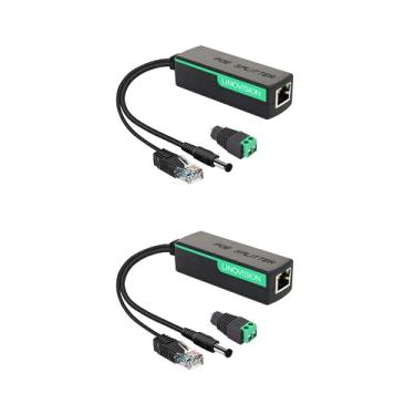 Imagem de LINOVISION Divisor POE com saída DC12V 2A, divisor Ethernet 10/100Mbps, IEEE802.3af/at POE para fonte de alimentação CC para câmeras de segurança, alto-falante, telefone VoIP (pacote com 2)
