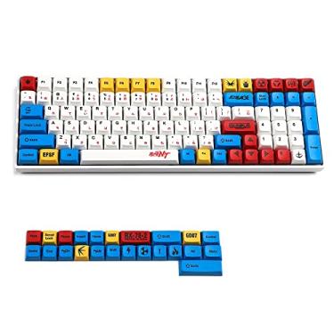 Imagem de YMDK Keycaps PBT ZDA similar ao XDA Japanese Keycap Dye Sub para MX Keyboard 104 87 GK61 96 84 GK64 68 Key caps (123 Gundam)