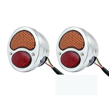 Imagem de FATECIM 2X Luz traseira LED Duolamp vintage 12V indicador de parada traseira com setas e placa de licença lâmpada âmbar vermelho lente universal para Ford modelo A Hot Street Rat Rod clássico