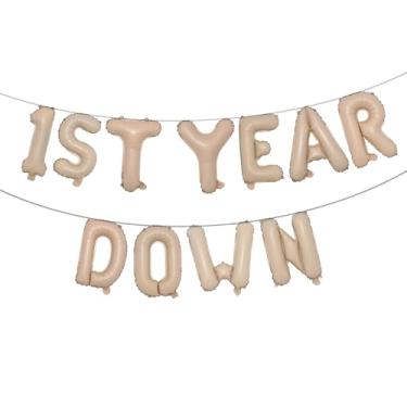 Imagem de 1st Year Down Banner Balloon, First Birthday,Football Theme Birthday Party,1st Year Down Football Baby shower Party Decorations (1ST YEAR DOWN Caramel)