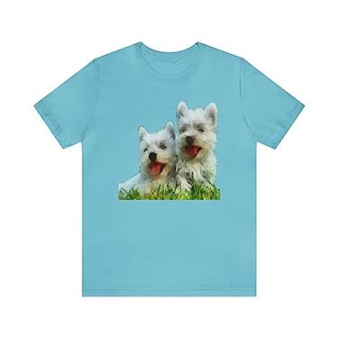 Imagem de Camiseta de manga curta unissex West Highland Terrier - Westie da Doggylips, Turquesa, P