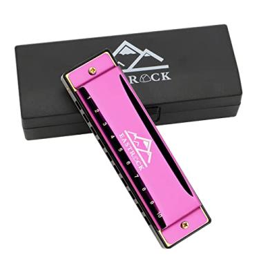 Imagem de EastRock Blues Harmonica Mouth Organ 10 Hole C Key com capa, gaita diatônica para jogadores profissionais, iniciantes, presentes para estudantes, adultos, amigos, presente (rosa)