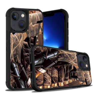 Imagem de BWOOLL Capa para iPhone 15, capa protetora 3 em 1 híbrida rígida de policarbonato e silicone macio à prova de choque para iPhone 15 (2023) de 6,1 polegadas, camuflagem de caça de pato, balas de