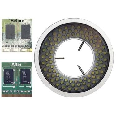 Imagem de Luz polarizada para microscópio antirreflexo, anel iluminador de LED, 96 LEDs ajustável, fonte de luz de anel para microscópio estéreo trinocular binocular e câmera industrial