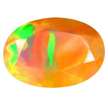 Imagem de 1,19 ct AAA+ Qualidade da pedra preciosa corte oval (10 x 7 mm) opala arco-íris não aquecida genuína e extraída da pedra preciosa solta da Terra