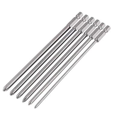 Imagem de Mesee Conjunto de 6 peças de chaves de fenda magnéticas de cabeça cruzada, 1/4 de polegada haste hexagonal longa Phillips acessório de ferramenta de chave de fenda de cabeça longa, comprimento de 150 mm