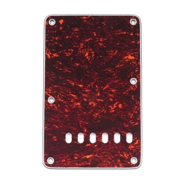 Imagem de Musiclily 6 Furos Vintage Escudo Traseiro para Tremolo de Guitarra Fender EUA/Mexicana Standard Stratocaster Estilo Moderno,4 Camadas Vermelho Tortoise
