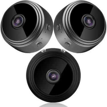 Imagem de MDGLSYEE Mini câmera de segurança sem fio externa/interna com áudio, câmera de vigilância doméstica, bateria embutida IP HD 1080p 250 mAh, bateria interna para câmera de segurança (pacote com 3)