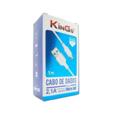 Imagem de Cabo De Dados Usb V8 Branco Kingo 1M 2.1A P/ Galaxy J7 Pro
