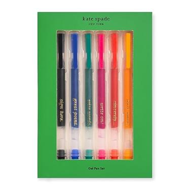Imagem de kate spade new york Canetas de gel coloridas, pacote com 6 unidades, canetas de plástico com cores de tinta colorblock