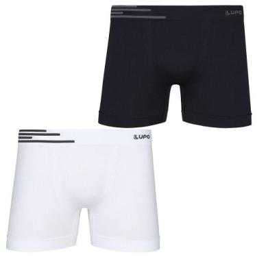 Imagem de Kit 2 Cueca Box Microfibra Sem Costura Masculina Lupo, Preta e branca,