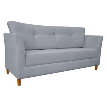 Imagem de Sofá Isis 3 Lugares Pés de Madeira Encosto Com Fibra Veludo - Estopar,
