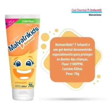 Imagem de Creme Dental Infantil Malvatrikids F com Flúor + Xilitol 70g