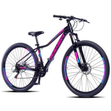 Imagem de Bicicleta Aro 29 Feminina Rower Queen 21V, 15, Preto, Pink, Azul