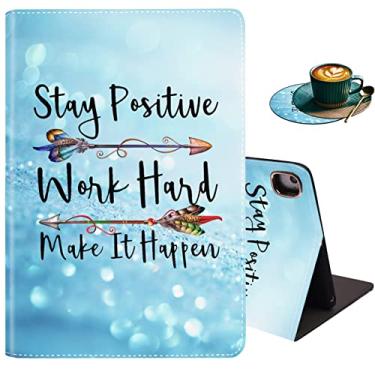Imagem de Capa para iPad 9.7 2018/2017, iPad Air/Air 2, capa leve à prova de choque com despertar/hibernar automático para iPad 6ª/5ª geração – Mantenha-se positivo no trabalho duro e faça acontecer céu azul