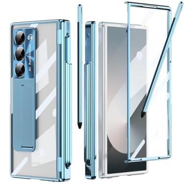 Imagem de YQODSZ Capa para Samsung Galaxy Z Fold 6 com suporte para caneta S e caneta Stylus, Z Fold 6 Crystal Clear Case com protetor de tela de proteção de dobradiça, suporte, tudo incluído, capa fina para Z