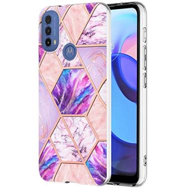 Imagem de Dinglijia Capa de telefone fina para Motorola Moto E40, capa para Moto E30, capa para Moto E20, design de padrão de mármore aprimorado para câmera e proteção de tela, capa durável para Moto