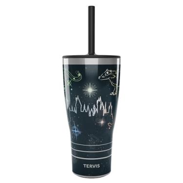 Imagem de Tervis Copo de viagem Traveler Harry Potter Marauder's Constellation com isolamento térmico de parede tripla mantém as bebidas frias e quentes, 850 g - com tampa de palha, aço inoxidável