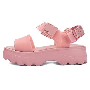 Imagem de Melissa Sandália feminina Kick Off Platform – Sandália plataforma vegana grossa super macia e flexível com alças ajustáveis e design de bico aberto, Rosa/rosa, 34