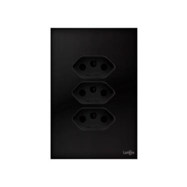 Imagem de Tomada Tripla 20A Em Acrílico Preto 4x2 Lumenx