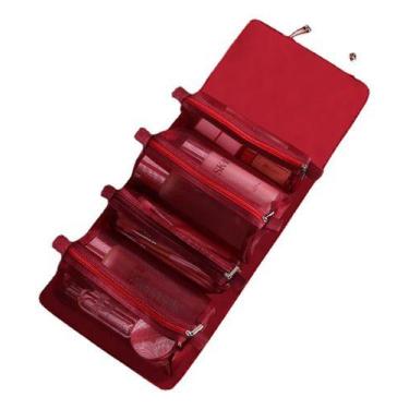 Imagem de Bolsa Necessaire Estojo Maquiagem Cosmético Viagem Volumoso - oem, Rox