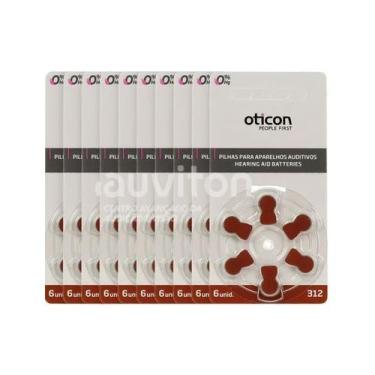 Imagem de 60 Baterias Pilha Aparelho Auditivo A312 Pr41 Oticon Full