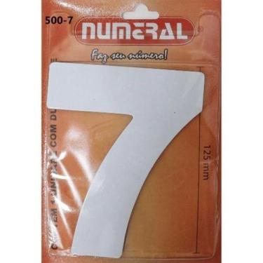 Imagem de Algarismo 7 Numeral 125mm Branco 500-7 - Numeral Ind
