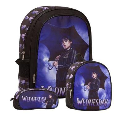 Imagem de Mochila Infantil Feminina Estampa Wandinha Costa Tam G Preta - TOYS 2U