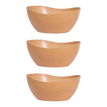Imagem de 3un Tigela saladeira bowl oval  1,9lt servir marrom claro - Evo