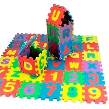 Imagem de Tapete Atividade Educativa Infantil EVA Letras e Números 36 Peças De 14x14cm