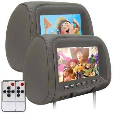 Imagem de Par Encosto Com Tela Lcd Cinza Nissan Kicks 2016 2017 7 Polegadas Depe