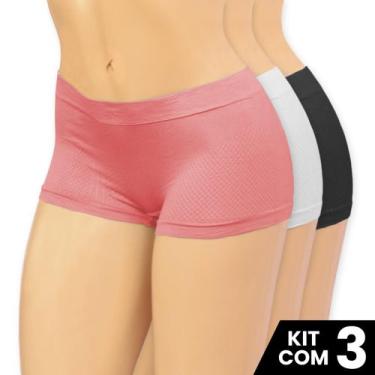 Imagem de Kit 3 Calcinhas Cuecas Feminina Box Confortável Com Cós 3cm Ajuste Per