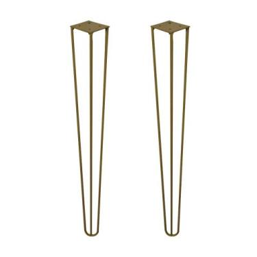 Imagem de Kit 2 Pés de Metal 60 CM Hairpin Legs Mesa de Canto Aparador Dourado G