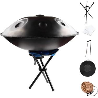 Imagem de Tambor Handpan, instrumento de tambor Handpan de aço 432Hz/440Hz com bolsa macia, 22 polegadas 9/10/12 Notas Instrumento de percussão para cura sonora, BLACK_12 NOTAS, 440Hz