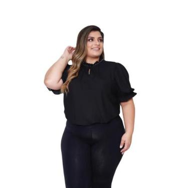 Imagem de Blusa feminina moda plus size evangélica em crepe sku:bp15 - R.S MODAS