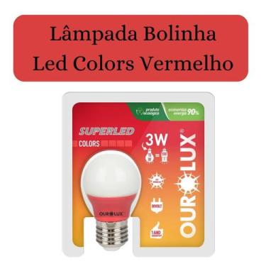 Imagem de Lâmpada Bolinha 3w Vermelho Led Colors Econômica -Ourolux