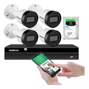 Imagem de Kit 4 Câmeras Intelbras Vipc 1230 B 720p Poe Nvr Nvd 1404 2tb
