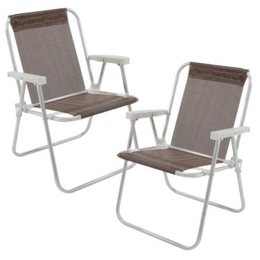 Imagem de Cadeira de Praia Alta Sannet Alumínio com 2 Unidades Marrom BEL