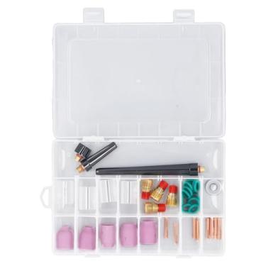 Imagem de Conjunto de Acessórios para Tocha de Soldagem TIG, Bicos de Cerâmica, Copos de Vidro, Lentes de Gás, Pinças, Anéis de Vedação, Tampas Traseiras, Tampa Frontal de PTFE, Compatível